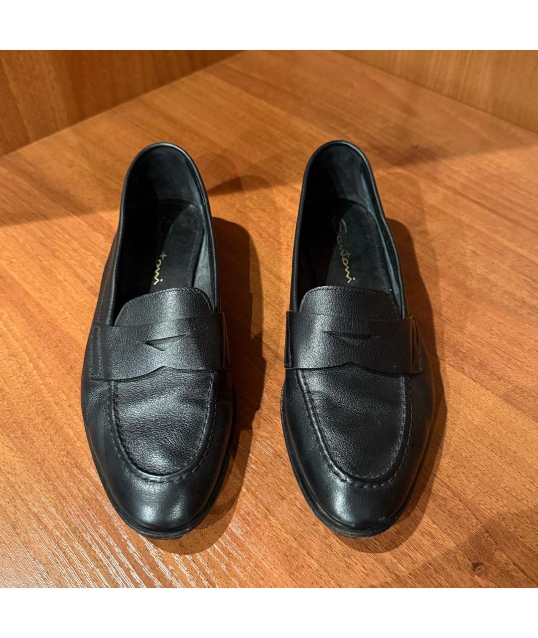 SANTONI Черные кожаные лоферы, фото 3