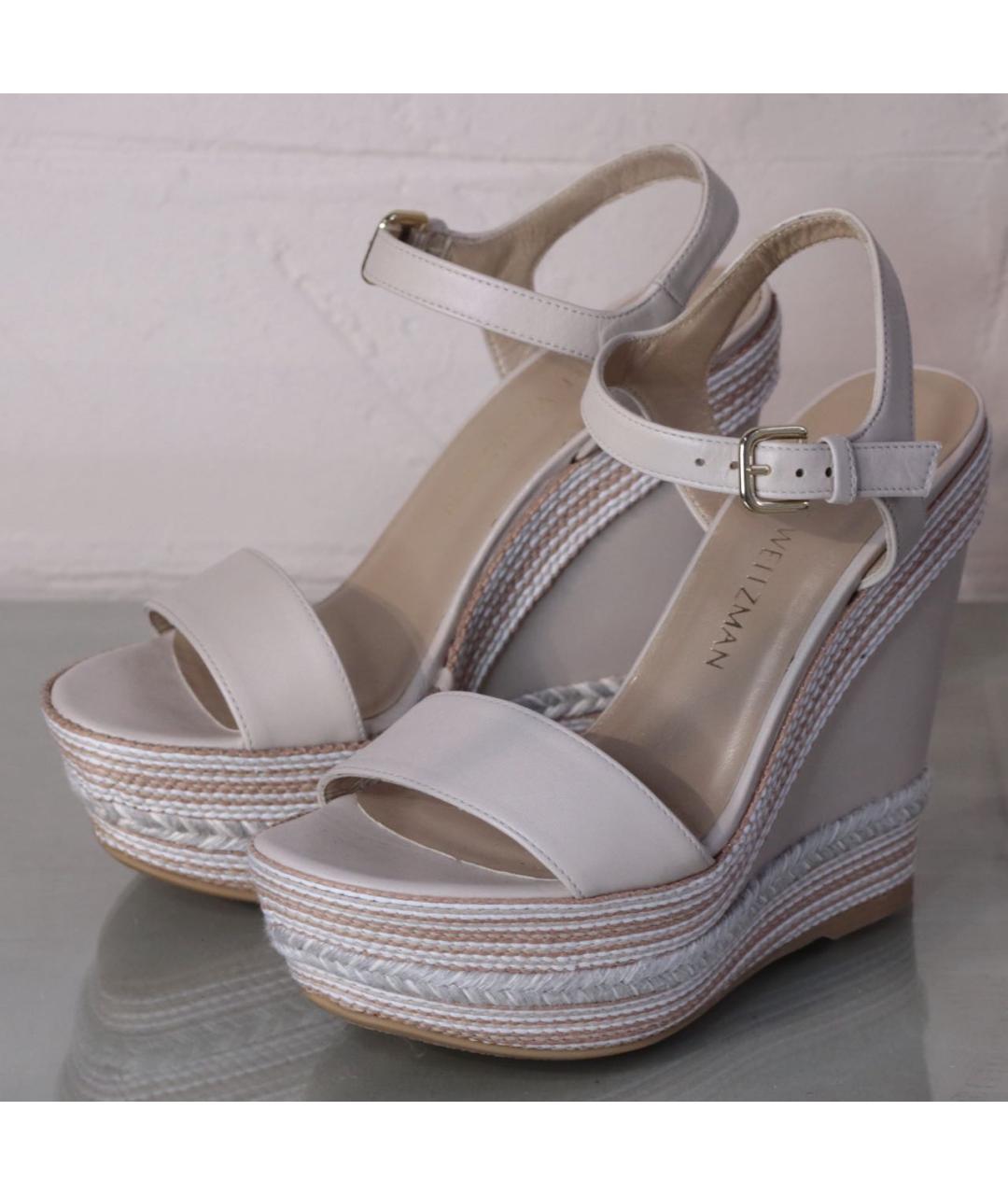 STUART WEITZMAN Бежевые кожаные босоножки, фото 3