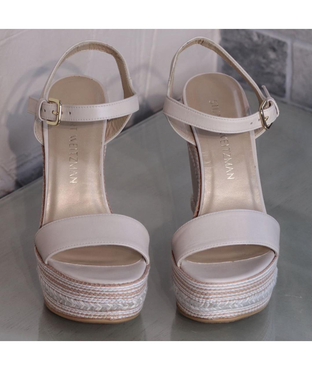 STUART WEITZMAN Бежевые кожаные босоножки, фото 2