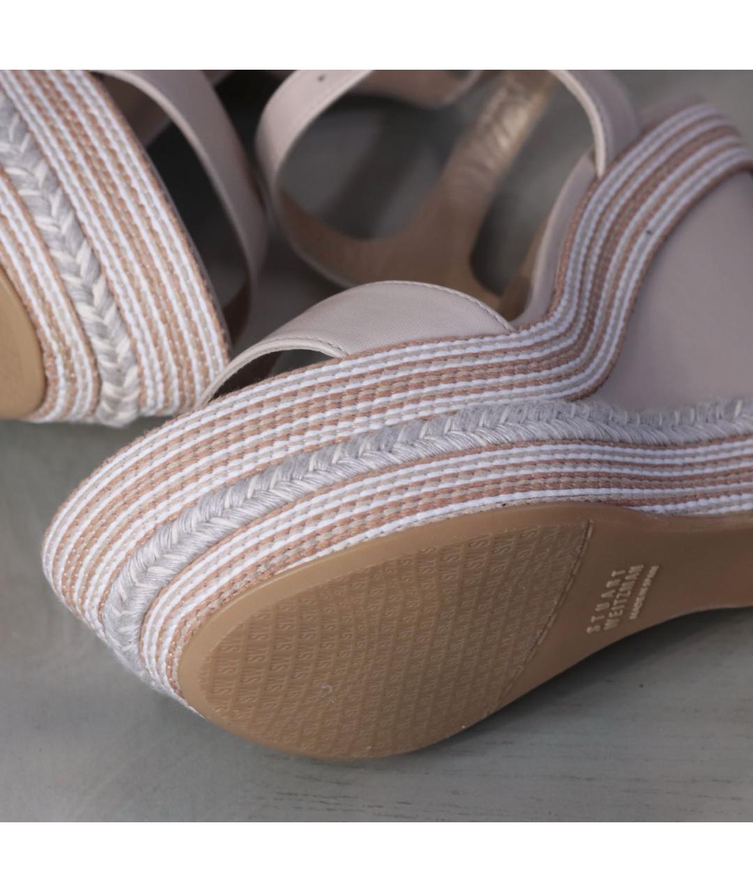 STUART WEITZMAN Бежевые кожаные босоножки, фото 6