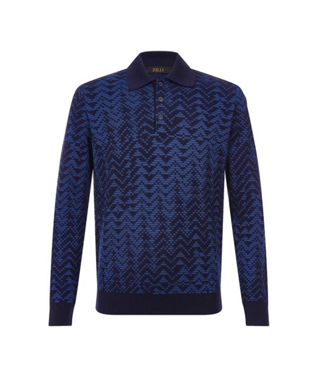 ZILLI Синее поло с длинным рукавом, фото 1