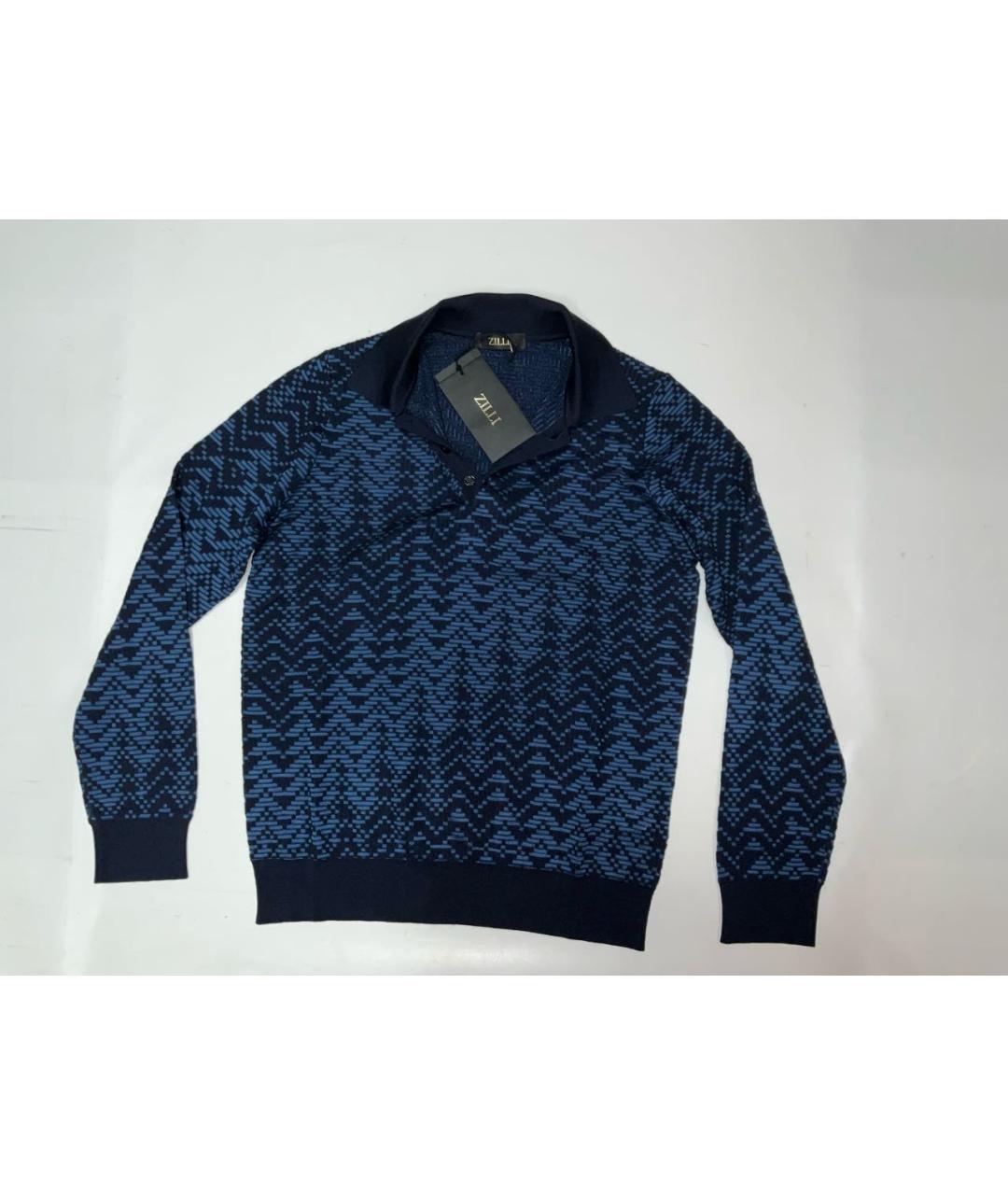 ZILLI Синее поло с длинным рукавом, фото 5