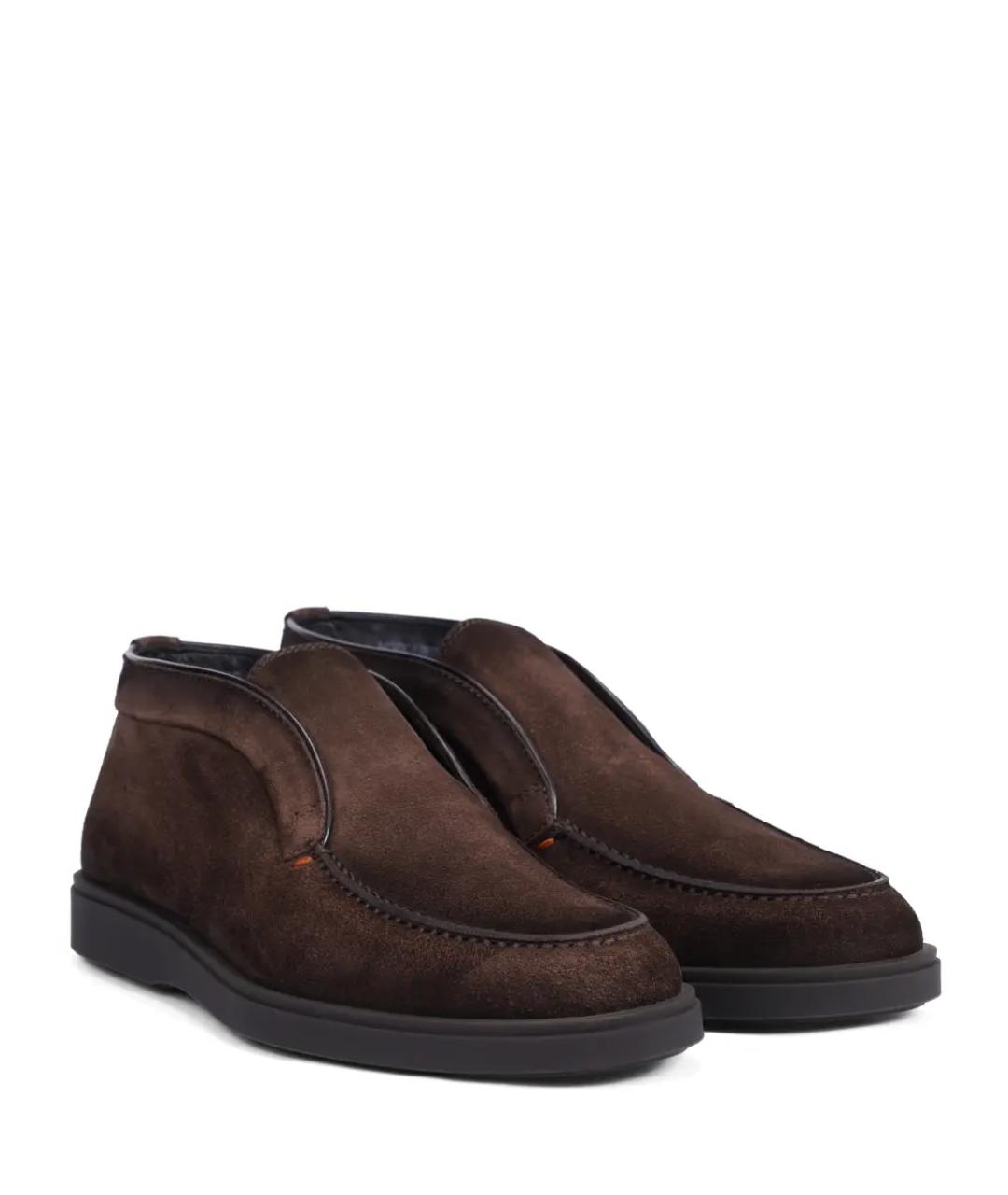 SANTONI Коричневые замшевые низкие ботинки, фото 2