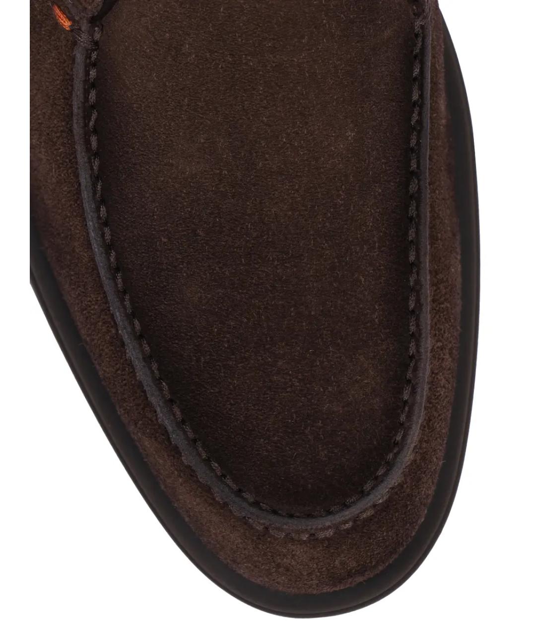 SANTONI Коричневые замшевые низкие ботинки, фото 5