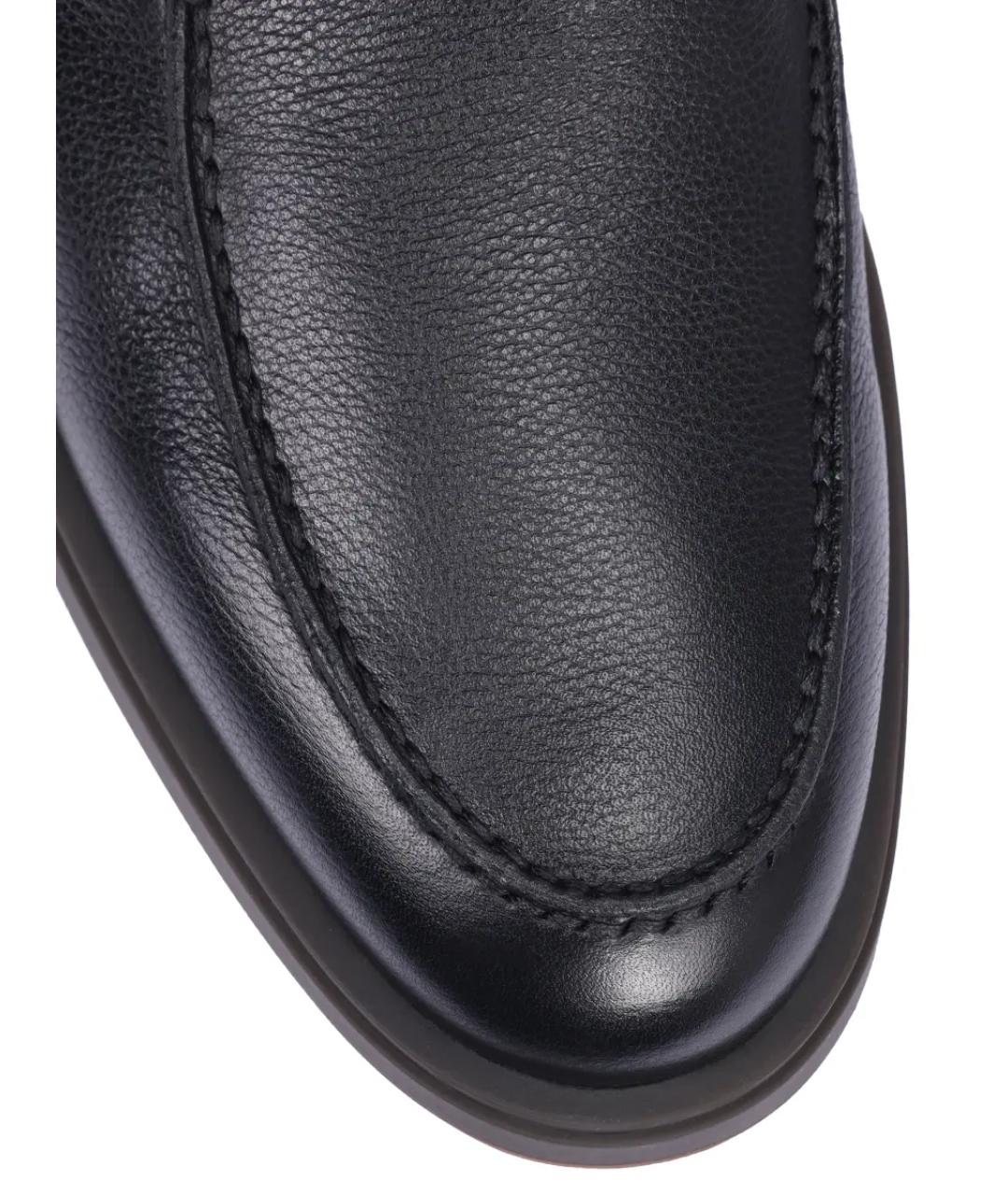 SANTONI Черные кожаные низкие ботинки, фото 5