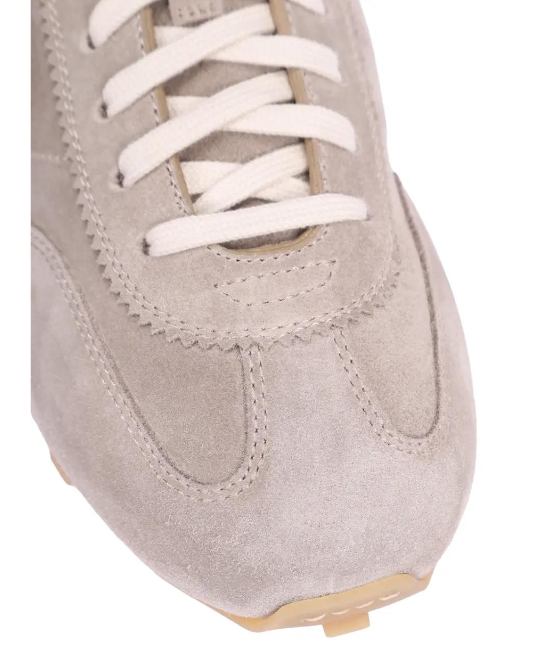 SANTONI Бежевые замшевые кроссовки, фото 5