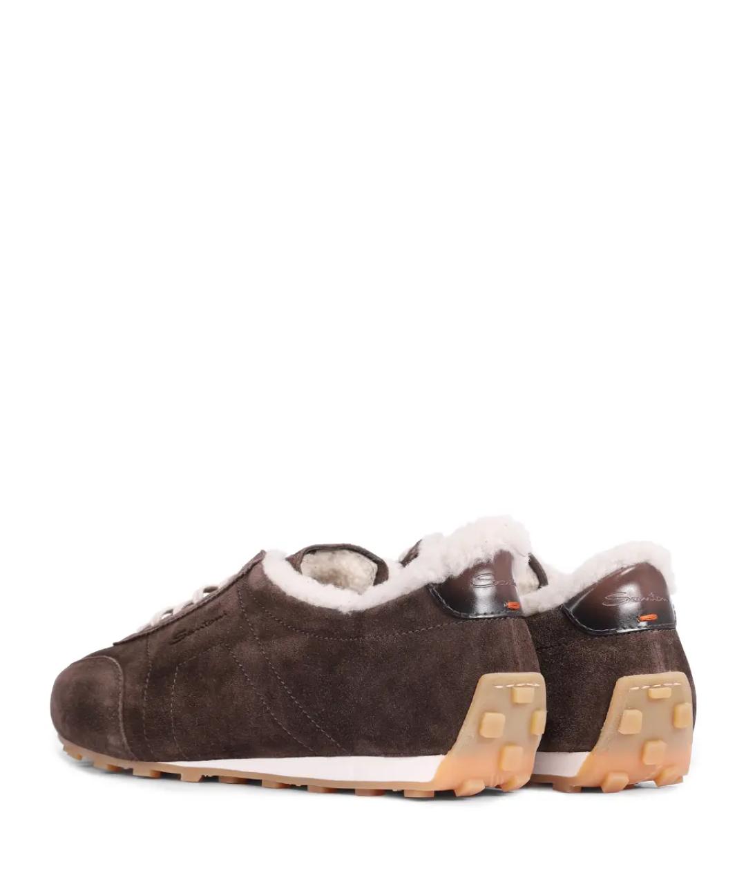 SANTONI Коричневые замшевые кроссовки, фото 4