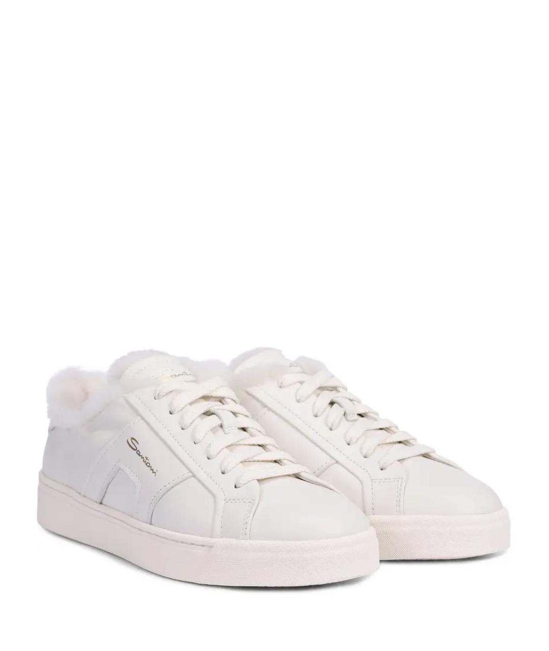 SANTONI Белые кожаные кеды, фото 2