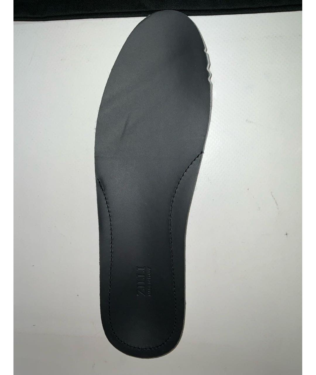 ZILLI Черные кожаные низкие кроссовки / кеды, фото 7
