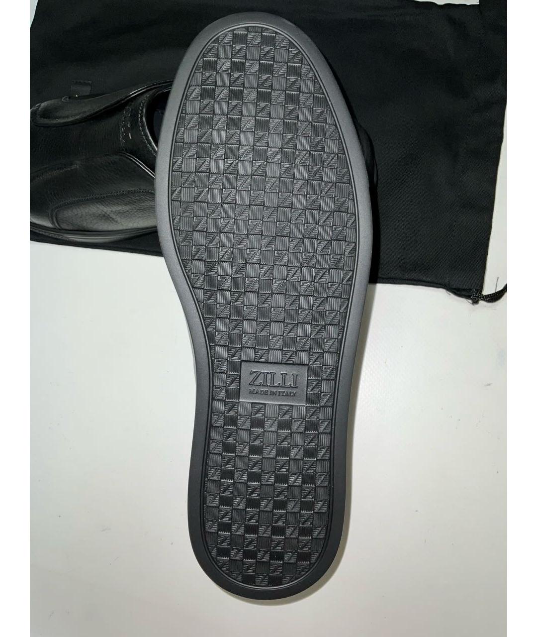 ZILLI Черные кожаные низкие кроссовки / кеды, фото 8
