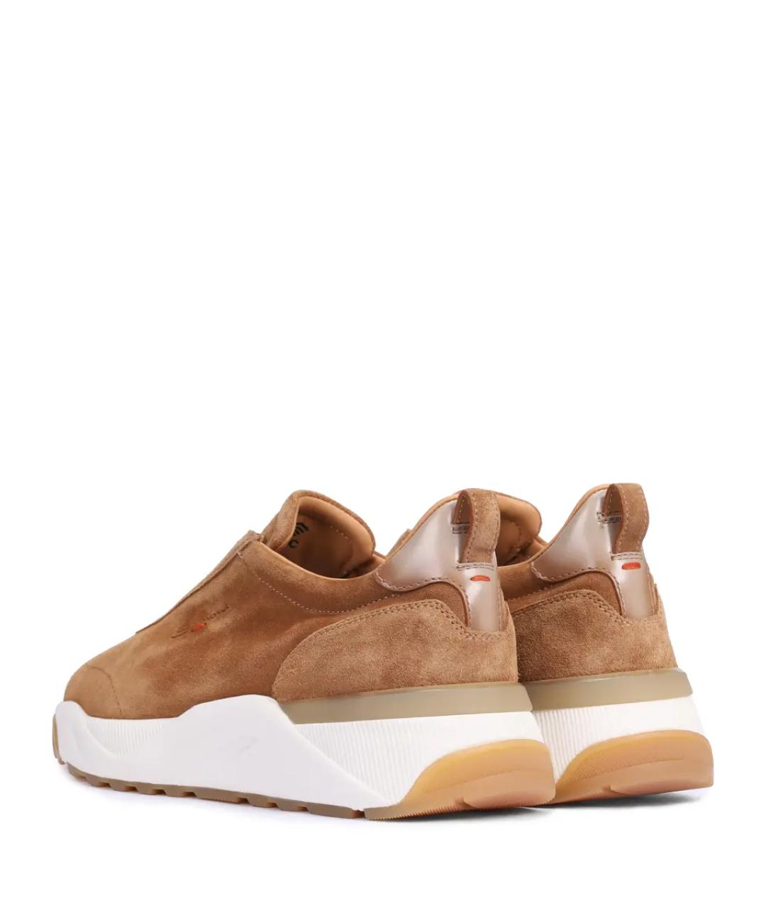SANTONI Коричневые замшевые кроссовки, фото 4