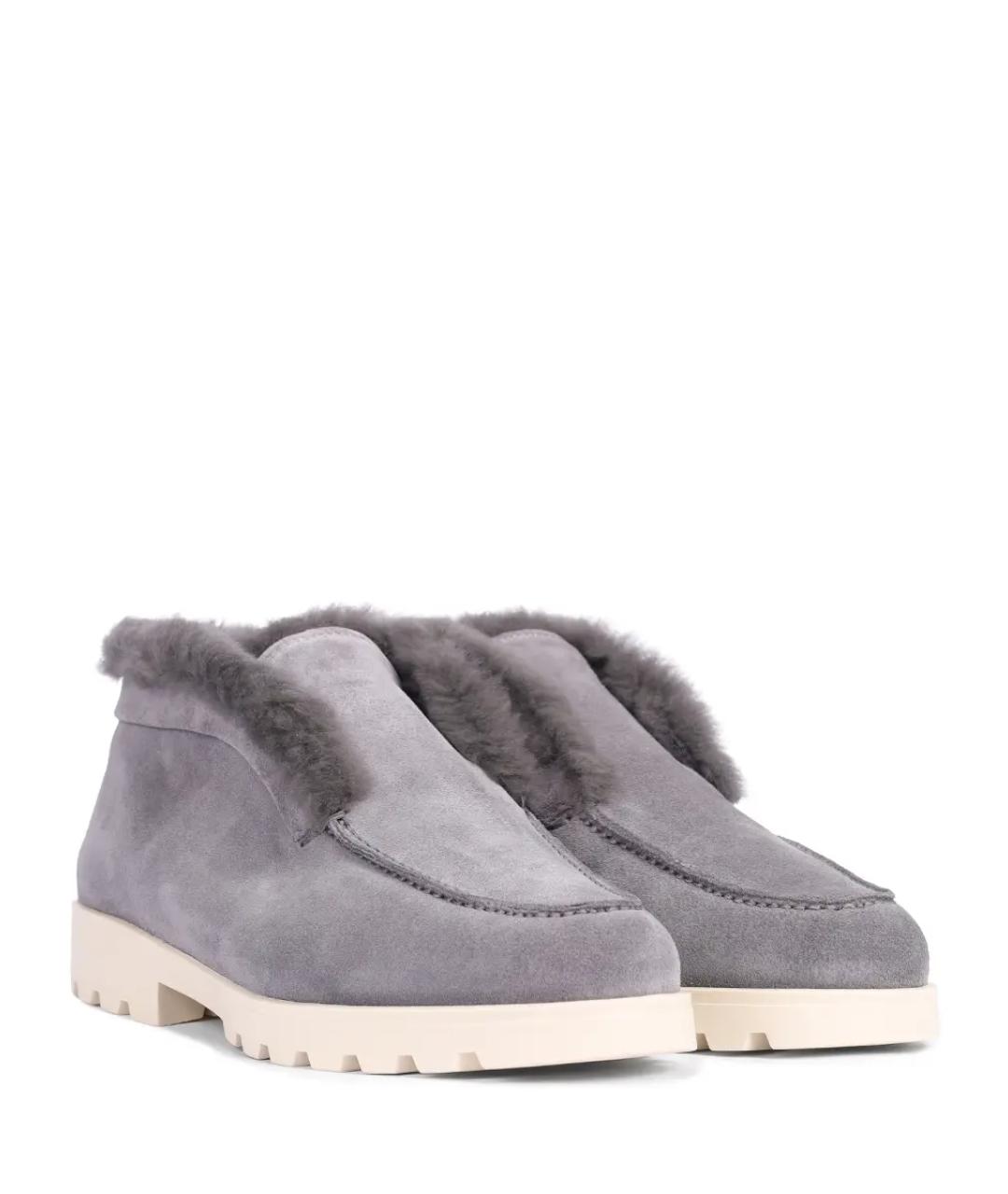 SANTONI Серые замшевые ботинки, фото 2