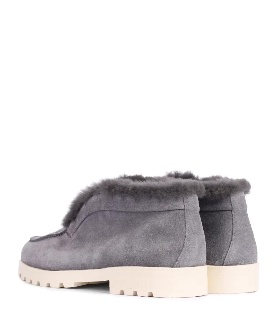 SANTONI Серые замшевые ботинки, фото 4