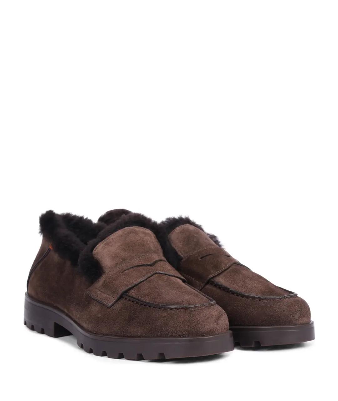 SANTONI Коричневые замшевые лоферы, фото 2