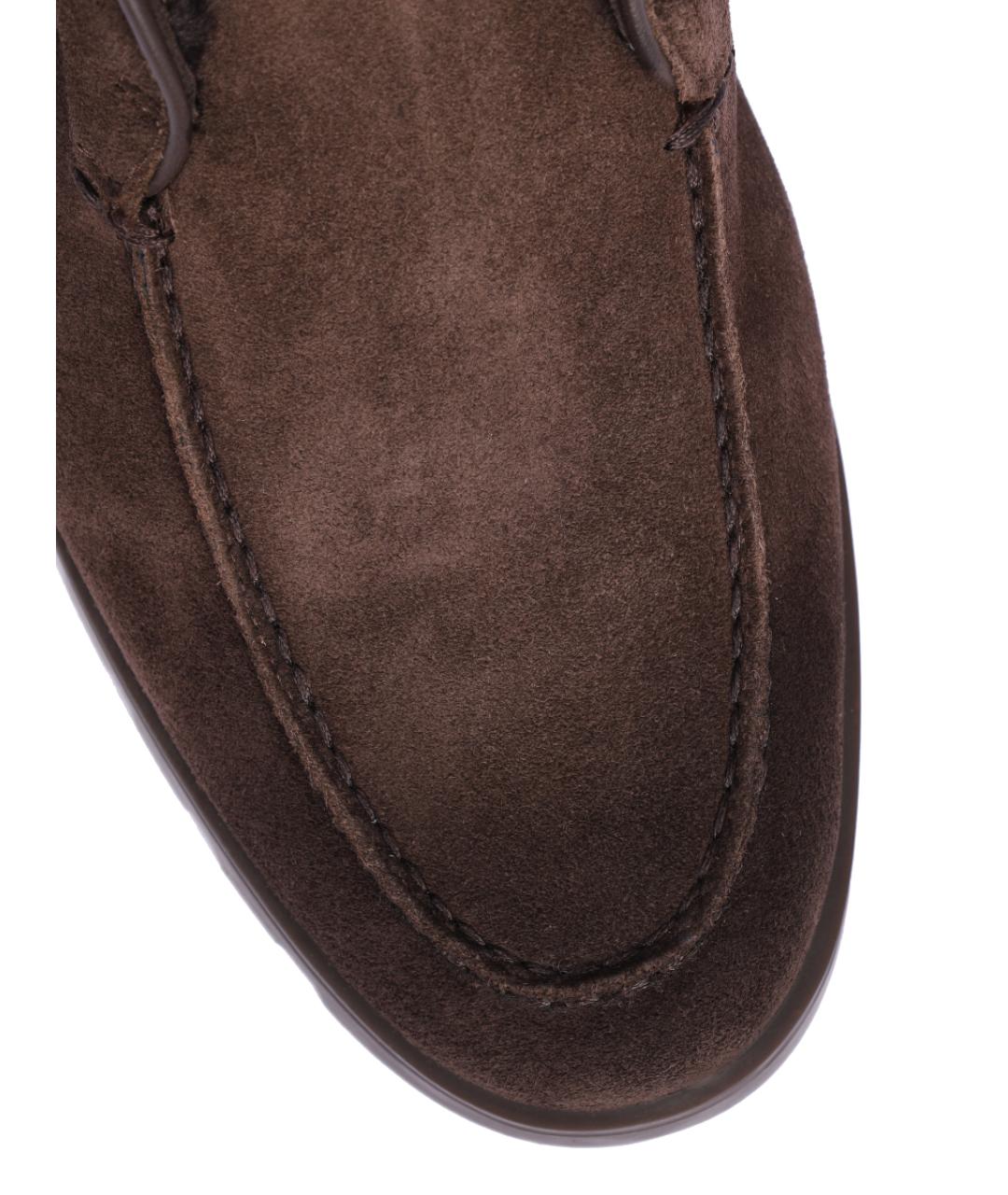 SANTONI Коричневые замшевые ботинки, фото 5