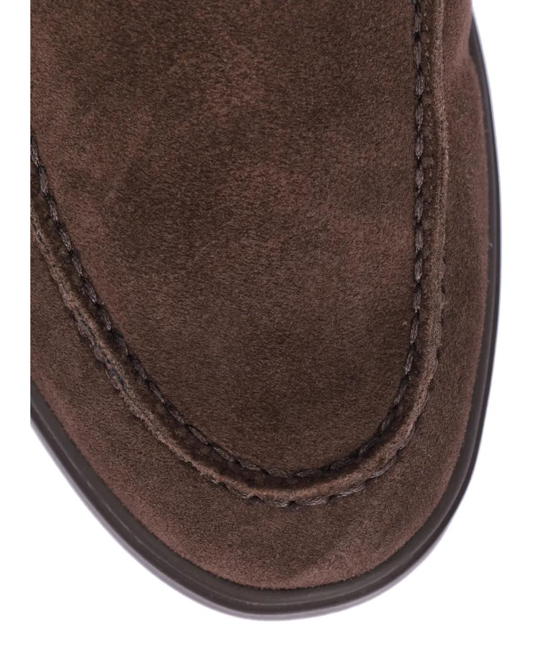 SANTONI Коричневые замшевые ботинки, фото 5