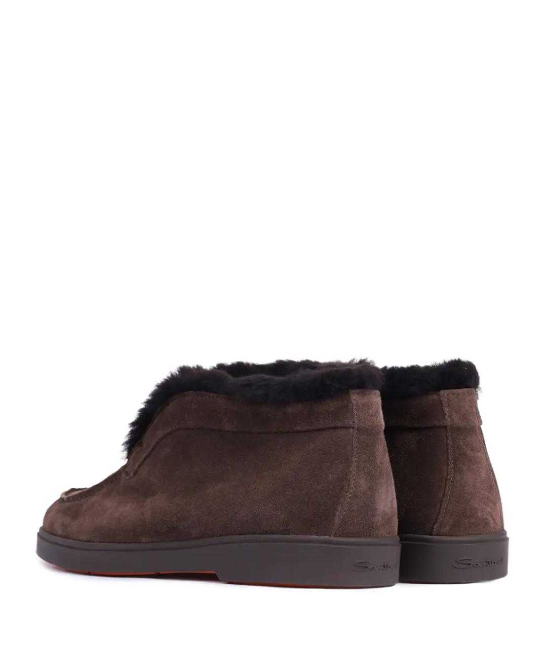 SANTONI Коричневые замшевые ботинки, фото 4