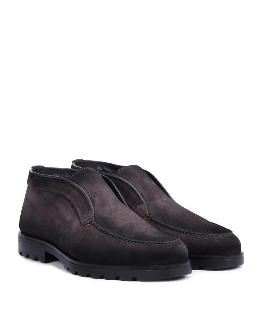 SANTONI Серые замшевые низкие ботинки, фото 2