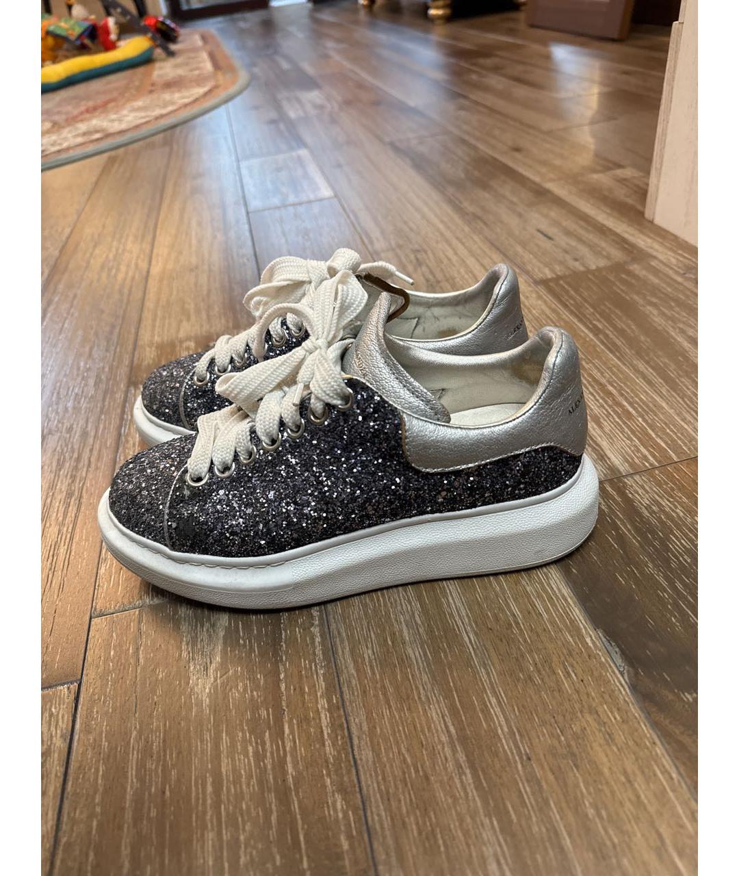ALEXANDER MCQUEEN Синие кожаные кеды, фото 2