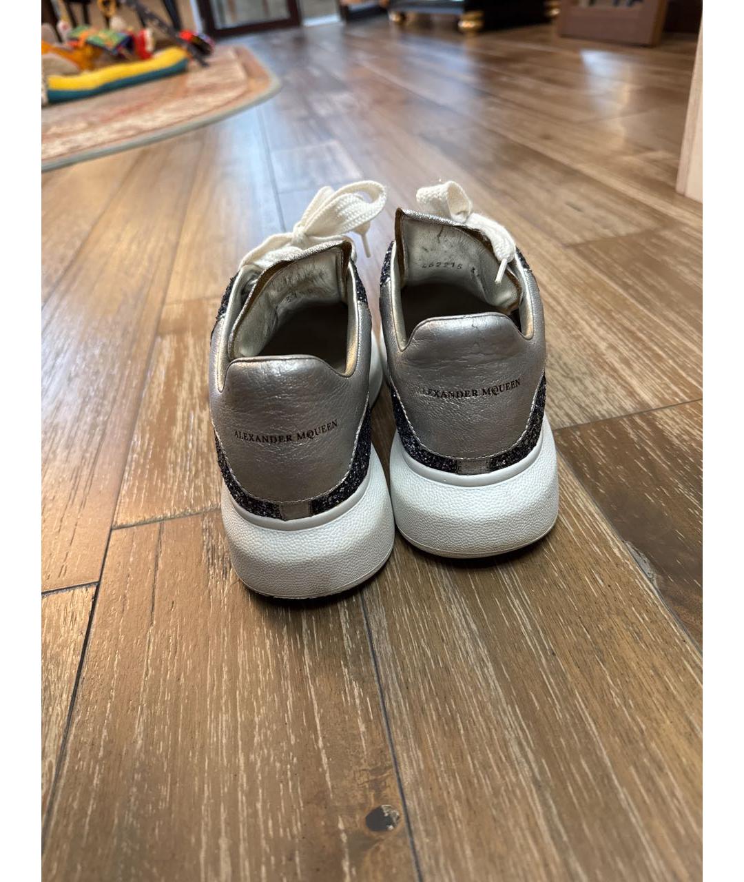 ALEXANDER MCQUEEN Синие кожаные кеды, фото 4