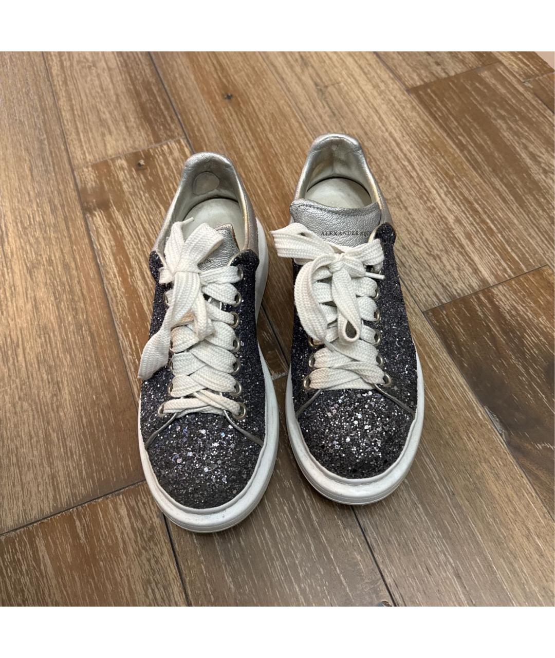 ALEXANDER MCQUEEN Синие кожаные кеды, фото 3