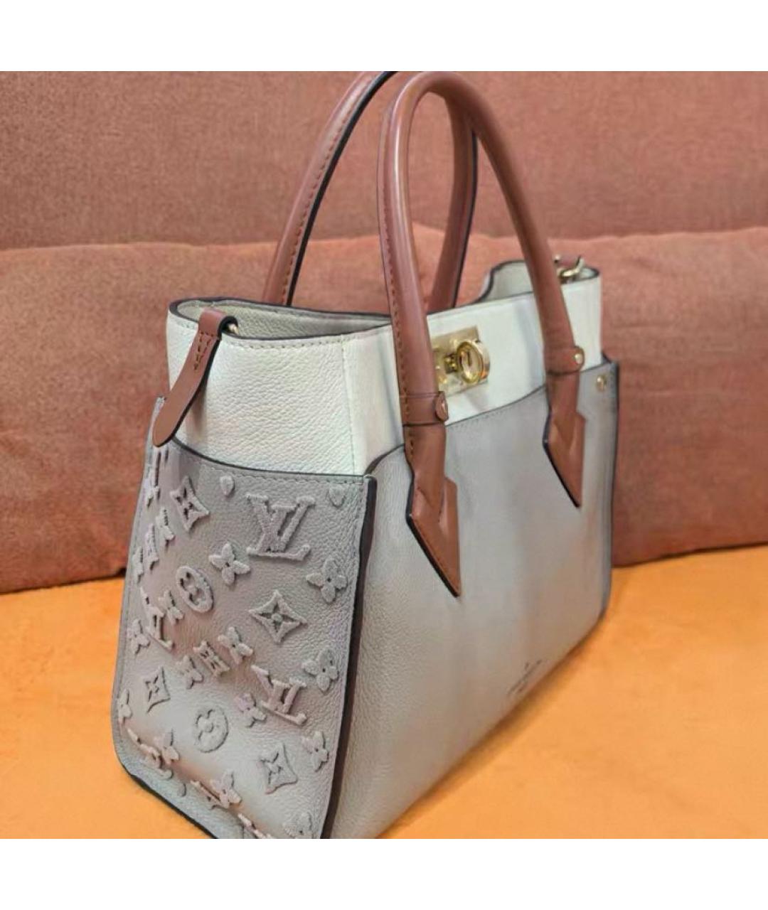 LOUIS VUITTON Бежевая кожаная сумка с короткими ручками, фото 4