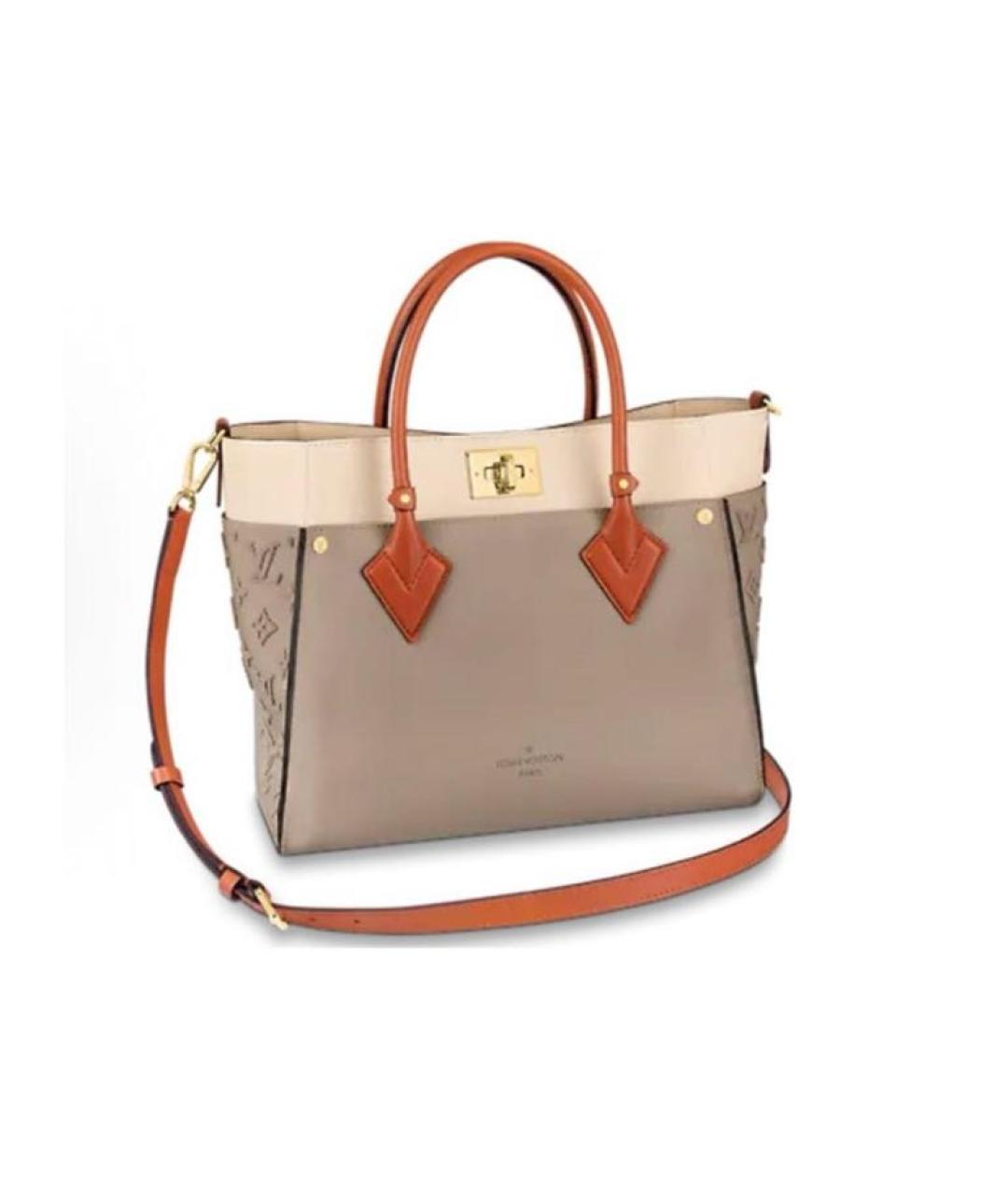 LOUIS VUITTON Бежевая кожаная сумка с короткими ручками, фото 1