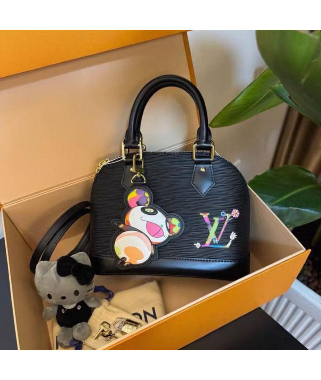 LOUIS VUITTON Черная кожаная сумка с короткими ручками, фото 2