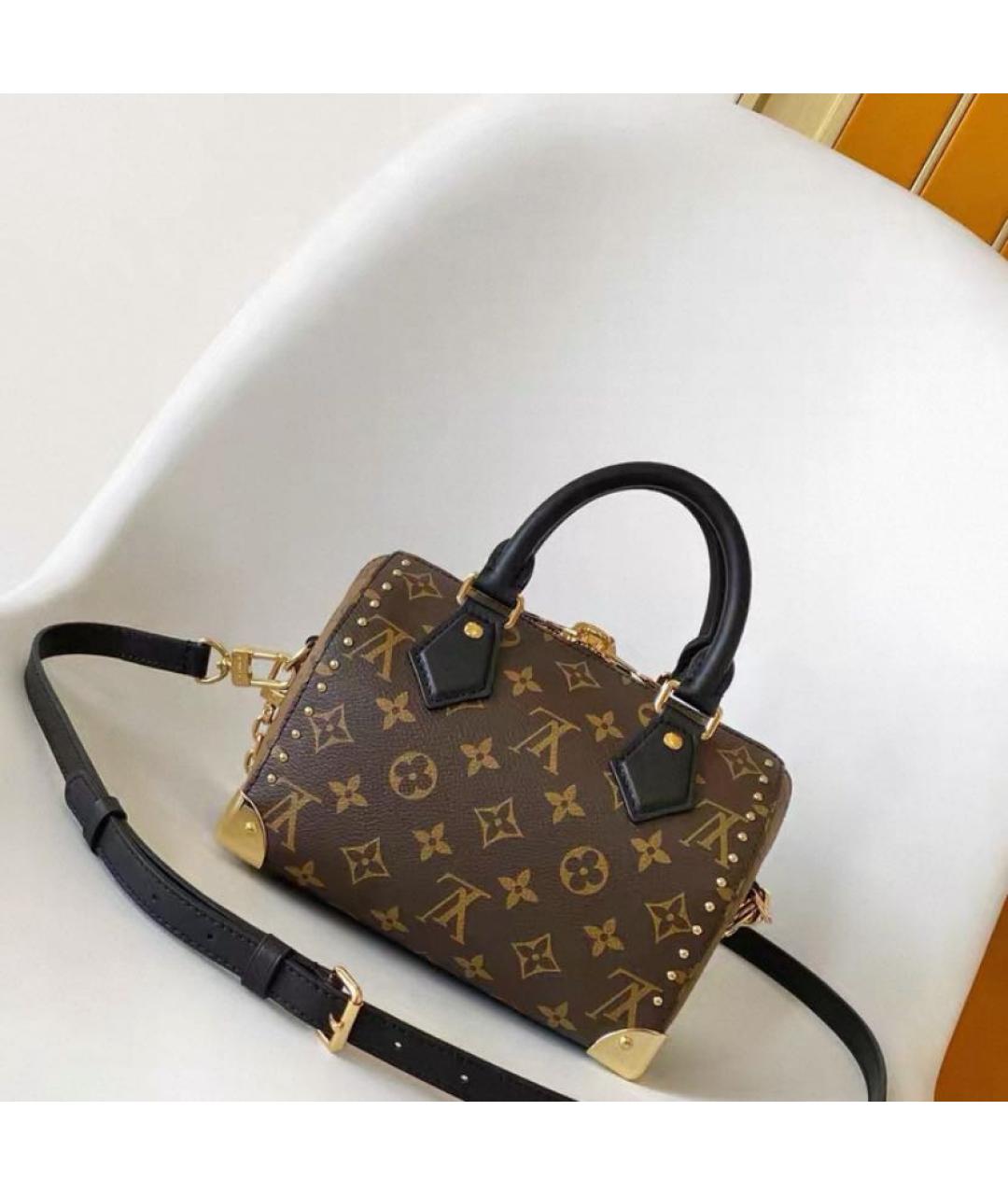 LOUIS VUITTON Коричневая кожаная сумка с короткими ручками, фото 4