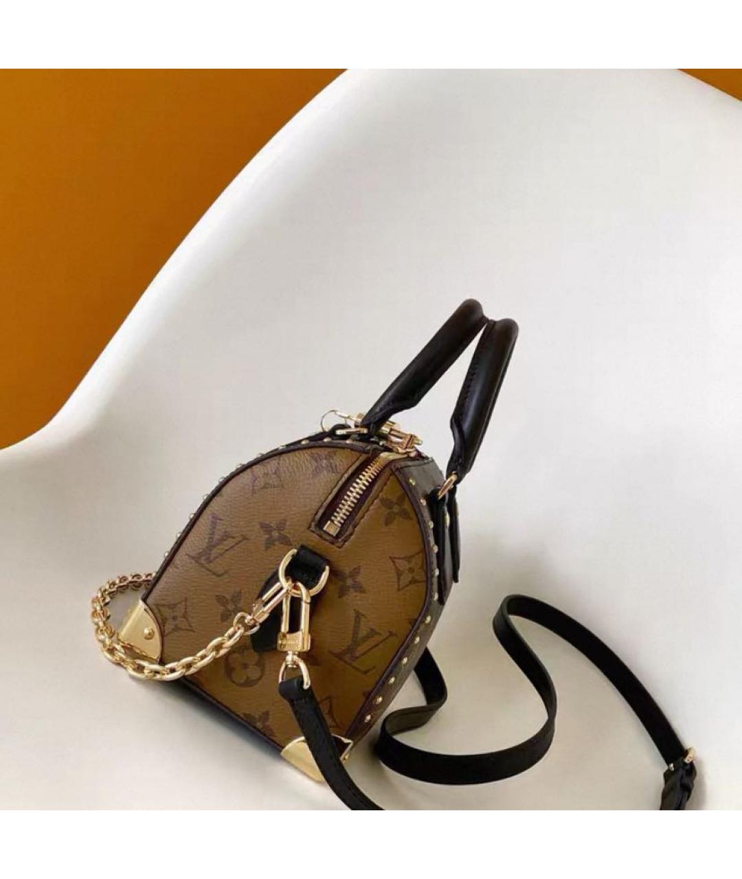LOUIS VUITTON Коричневая кожаная сумка с короткими ручками, фото 3