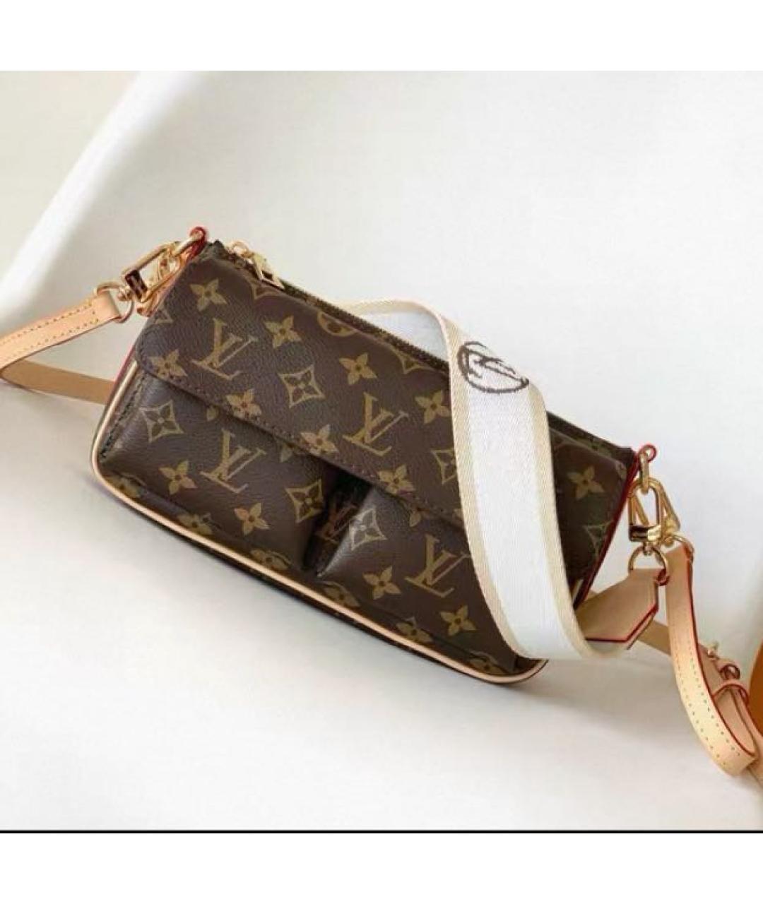 LOUIS VUITTON Коричневая кожаная сумка через плечо, фото 2