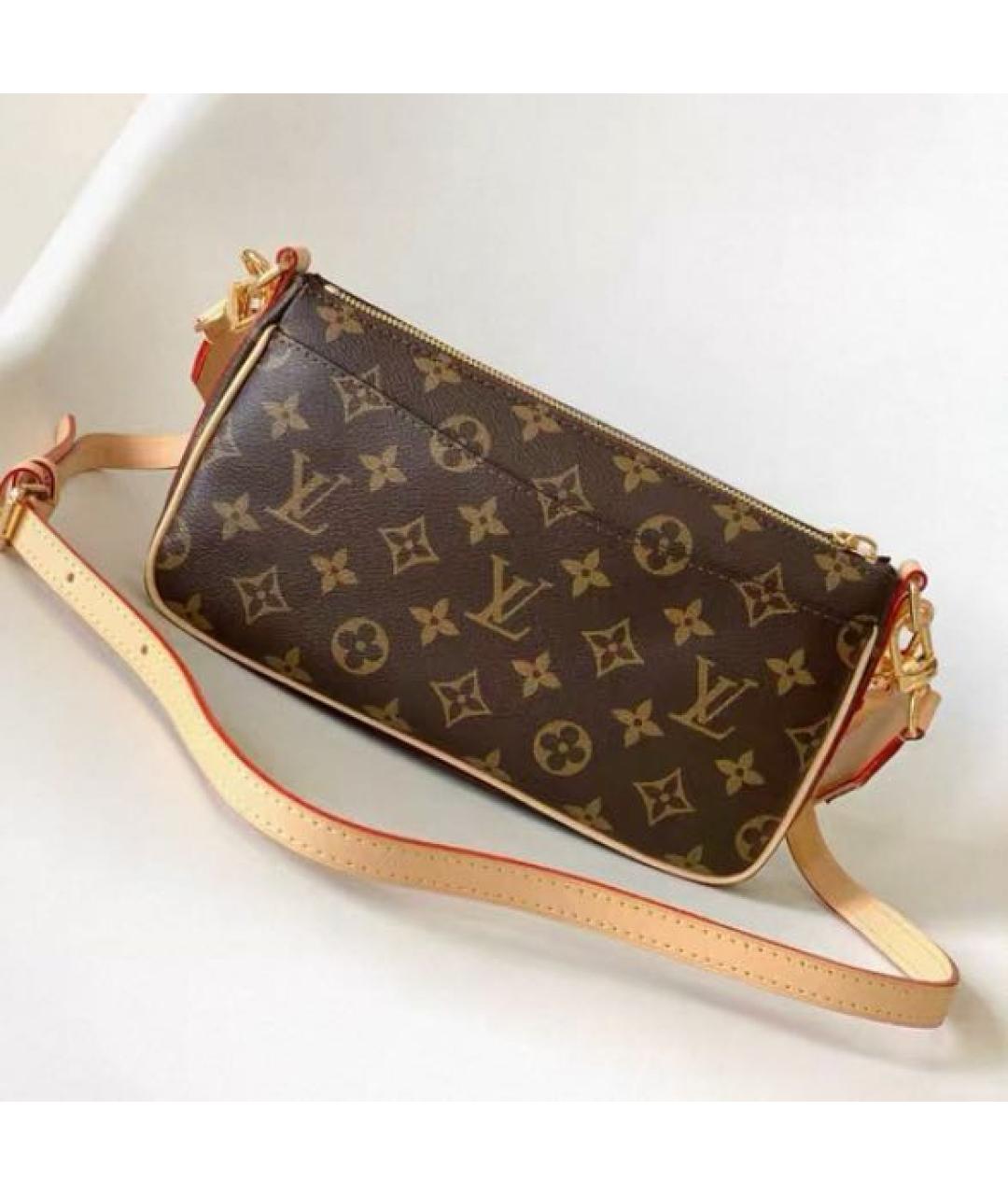 LOUIS VUITTON Коричневая кожаная сумка через плечо, фото 4