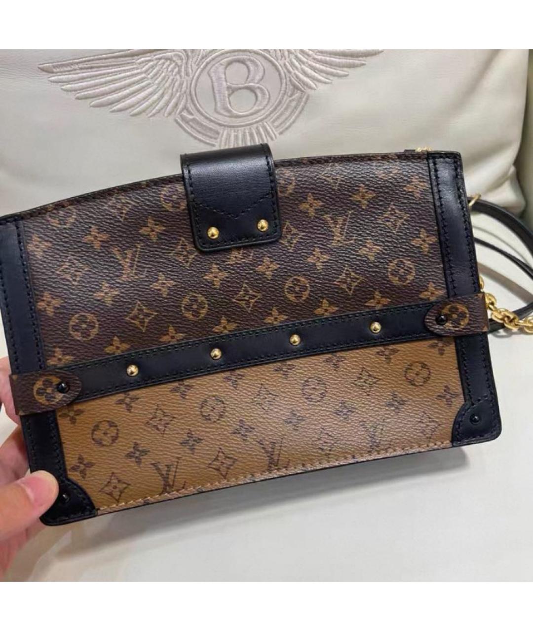 LOUIS VUITTON Коричневая кожаная сумка через плечо, фото 3