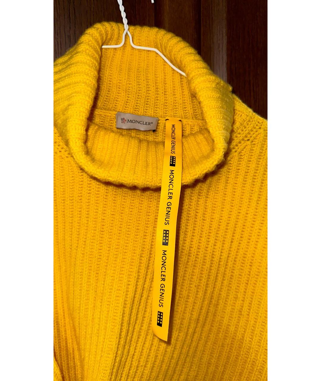 MONCLER Желтый шерстяной джемпер / свитер, фото 3