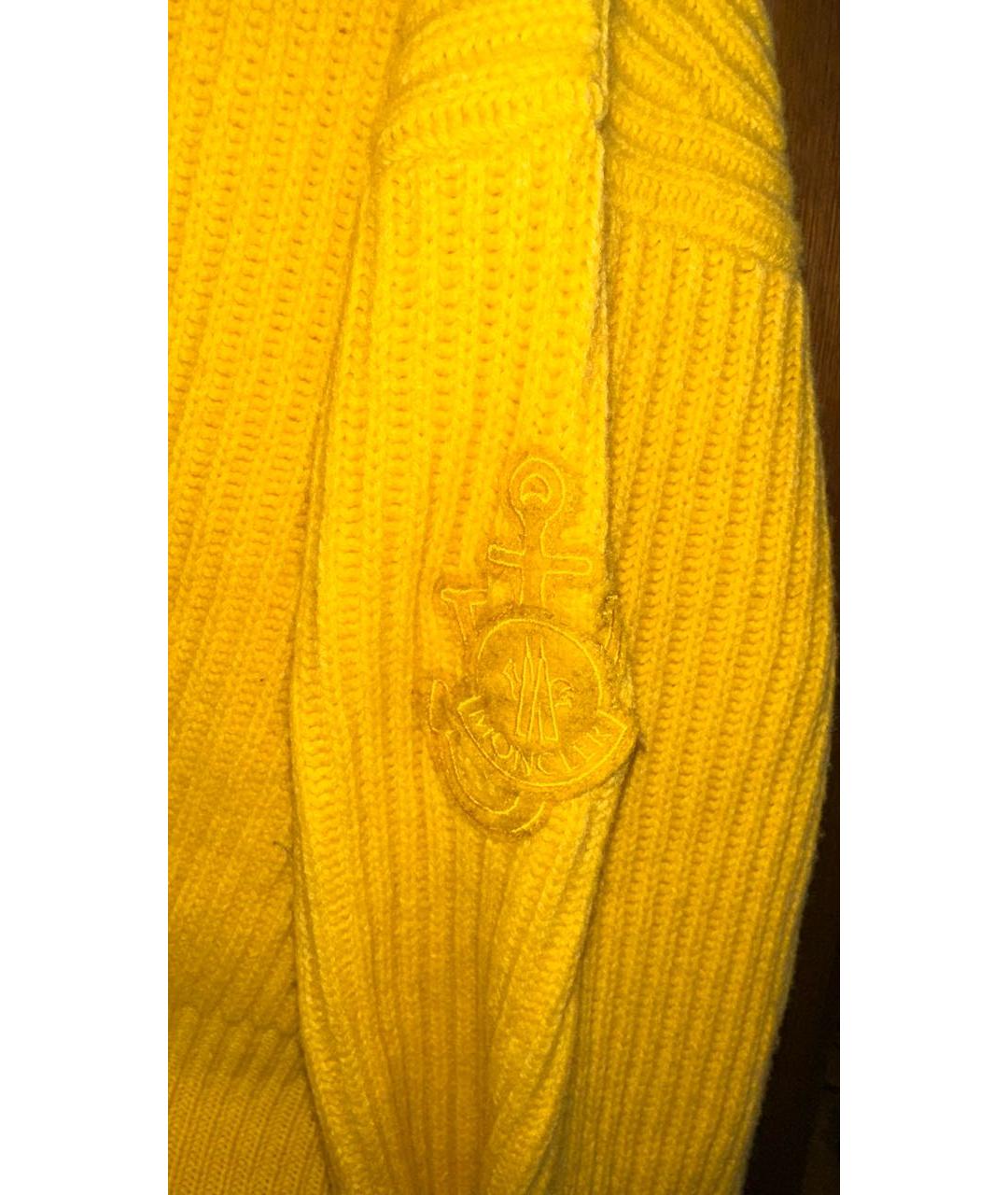 MONCLER Желтый шерстяной джемпер / свитер, фото 4