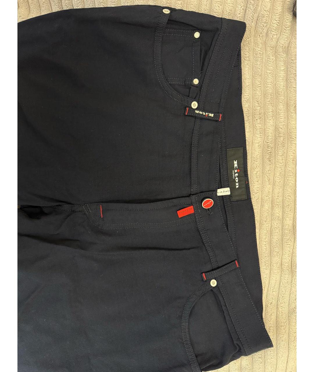 KITON Темно-синие шерстяные повседневные брюки, фото 3