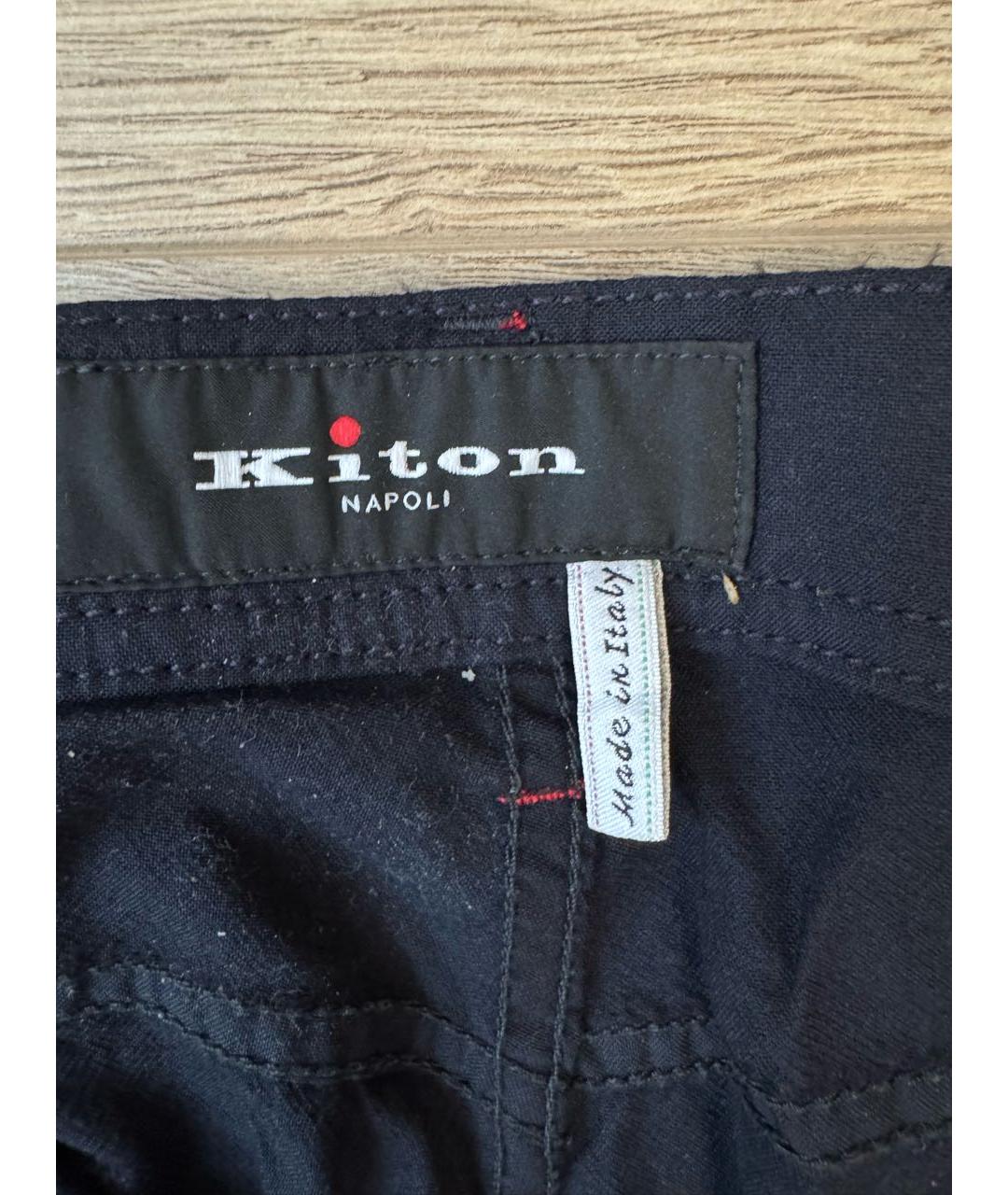 KITON Темно-синие шерстяные повседневные брюки, фото 5