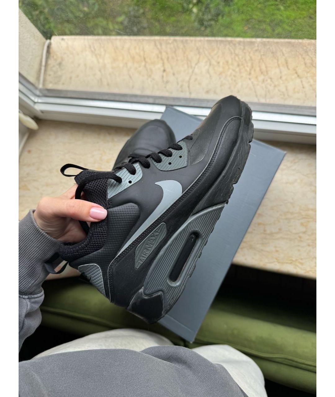 NIKE Черные кожаные высокие кроссовки / кеды, фото 5