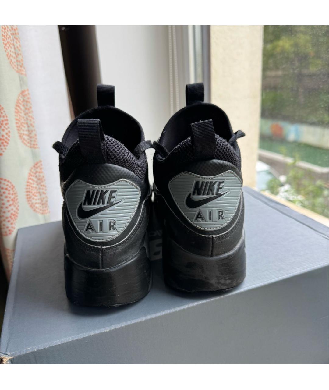 NIKE Черные кожаные высокие кроссовки / кеды, фото 4