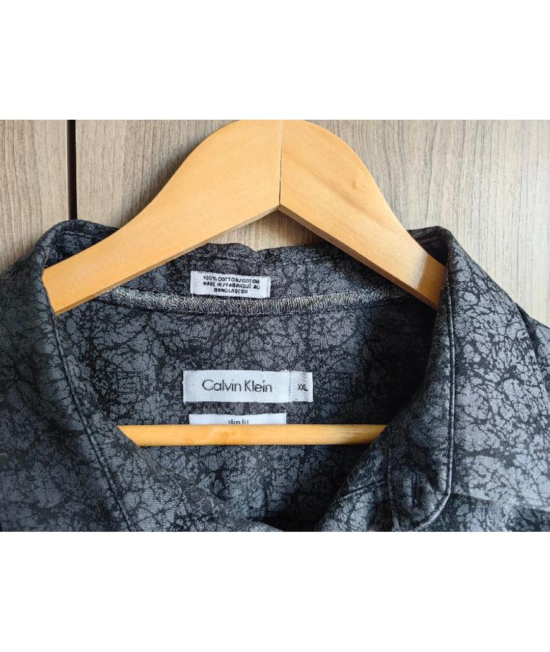 CALVIN KLEIN Антрацитовая хлопковая кэжуал рубашка, фото 3
