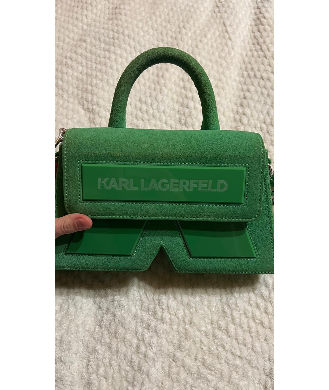KARL LAGERFELD Зеленая замшевая сумка через плечо, фото 2