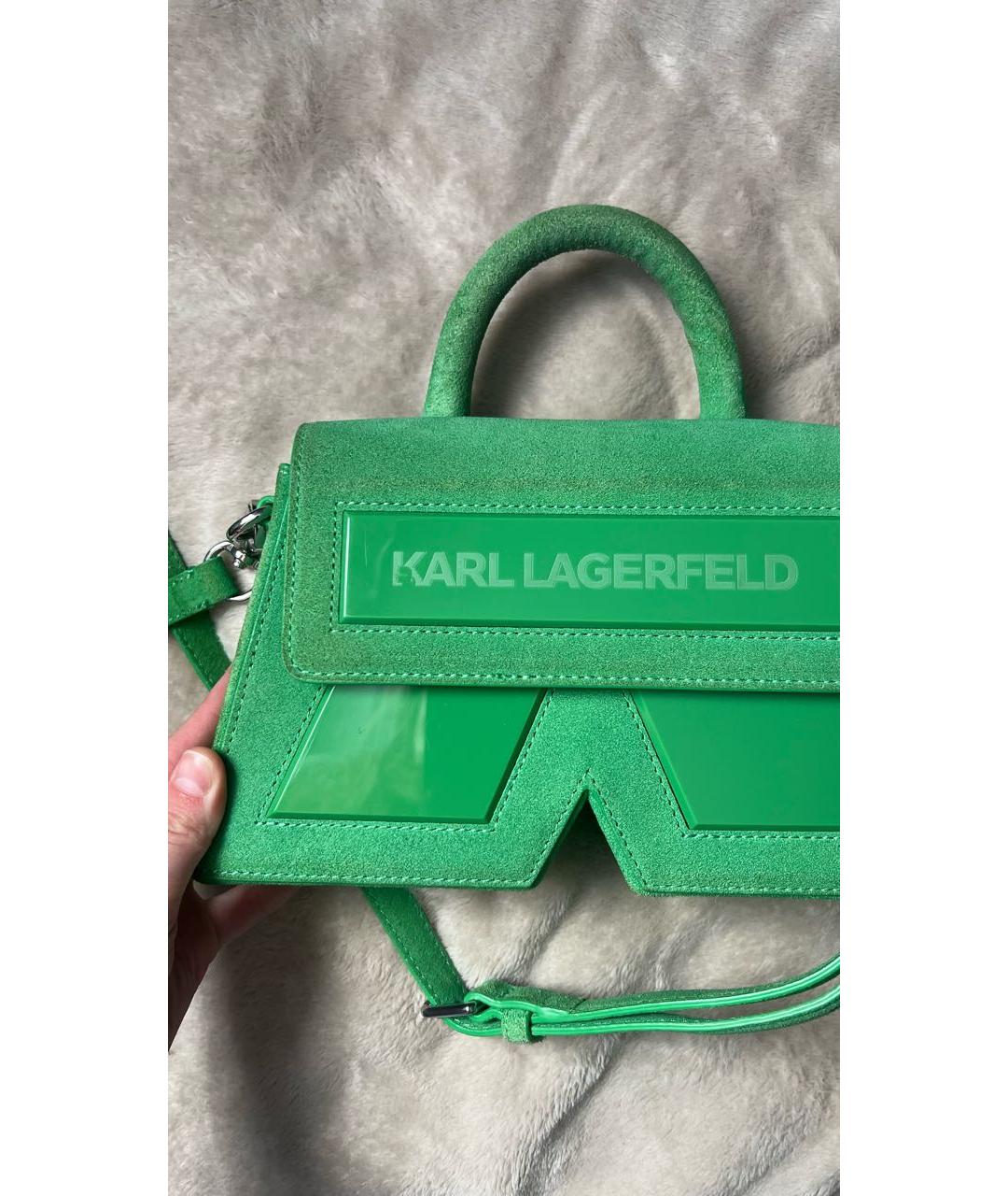 KARL LAGERFELD Зеленая замшевая сумка через плечо, фото 4