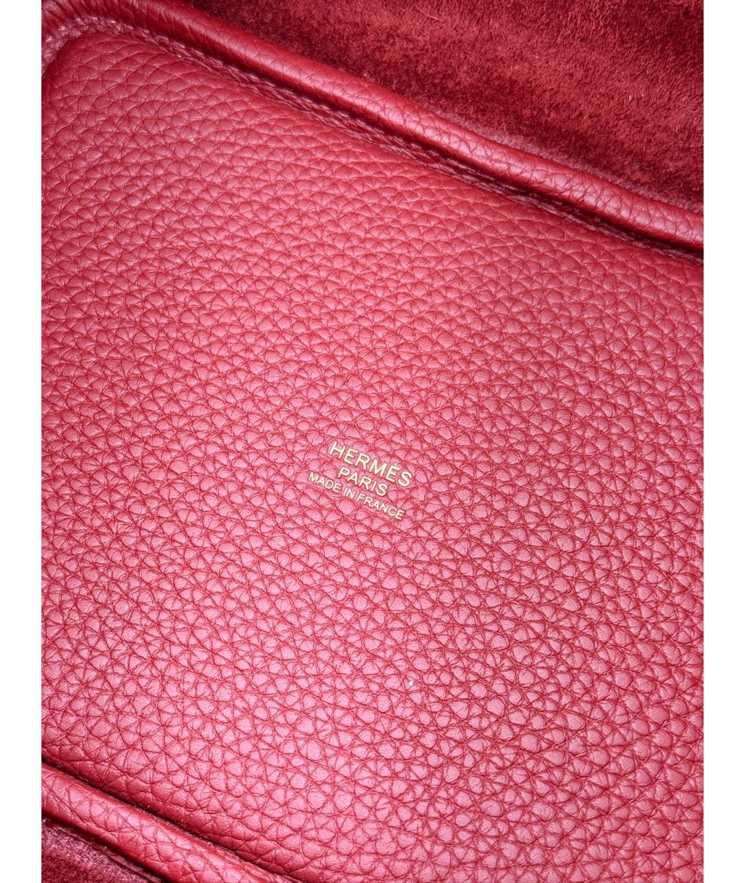 HERMES Бордовая кожаная сумка с короткими ручками, фото 5