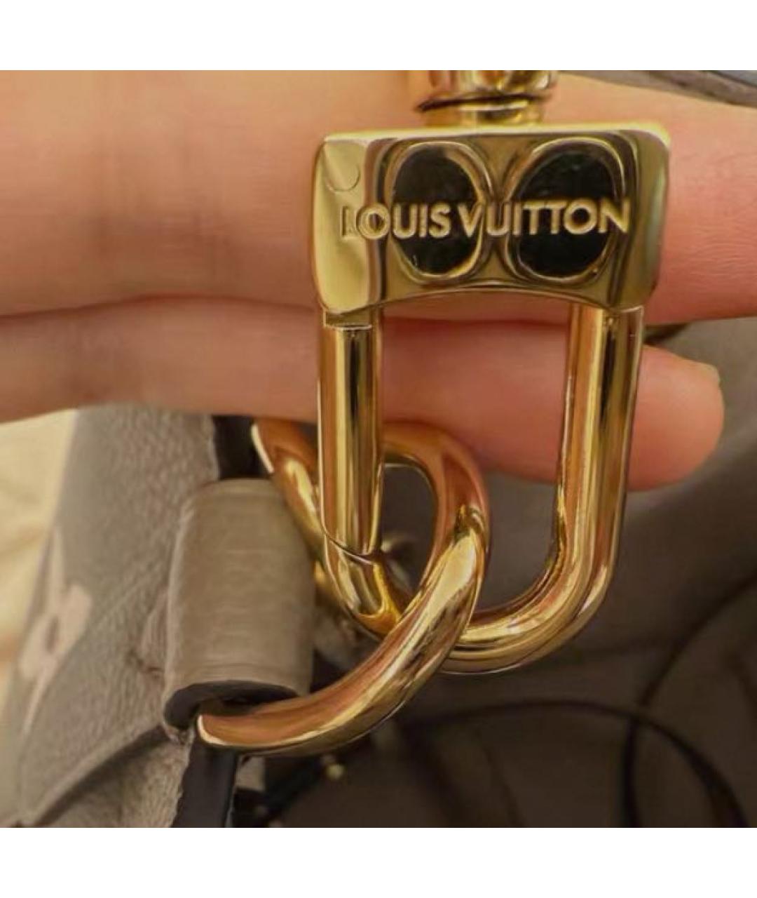 LOUIS VUITTON Бежевая кожаная сумка с короткими ручками, фото 3