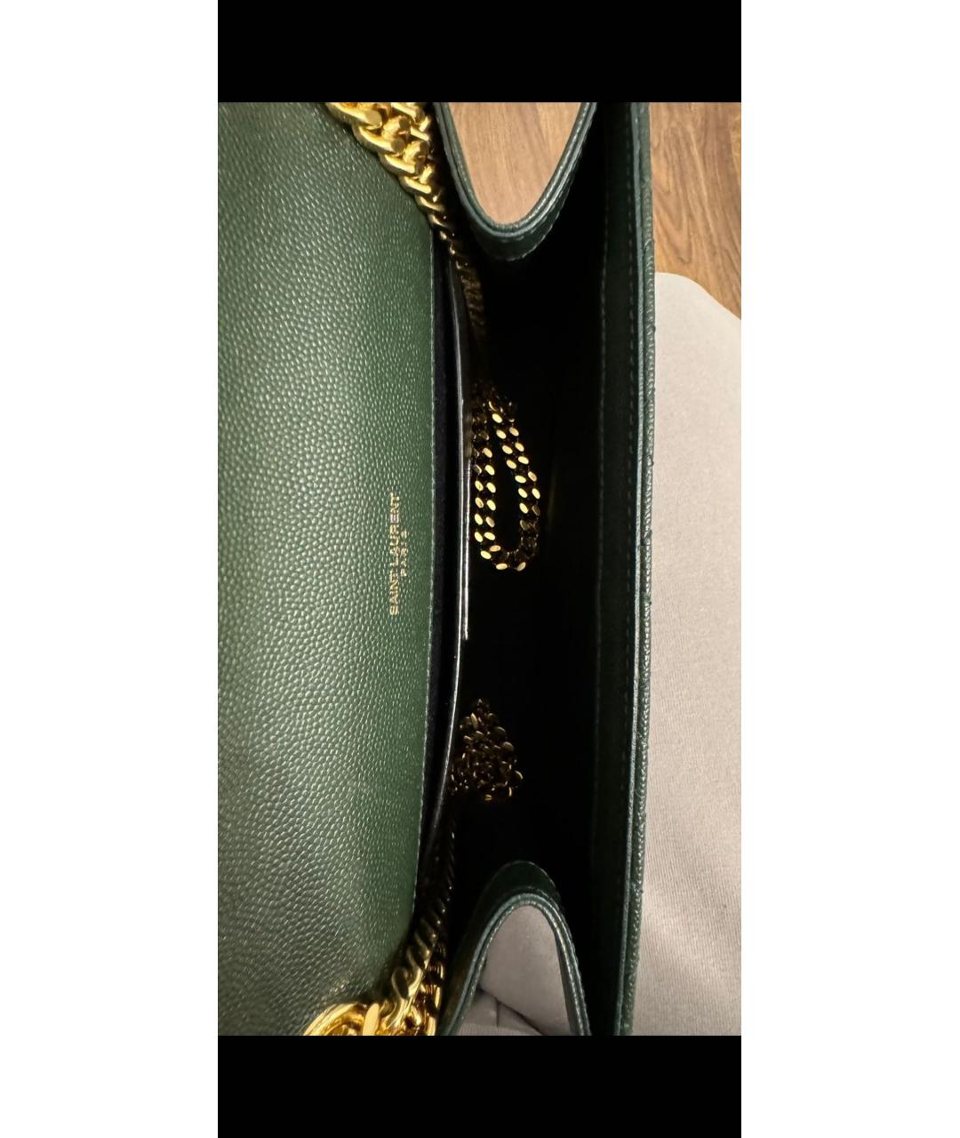 SAINT LAURENT Зеленая кожаная сумка через плечо, фото 4
