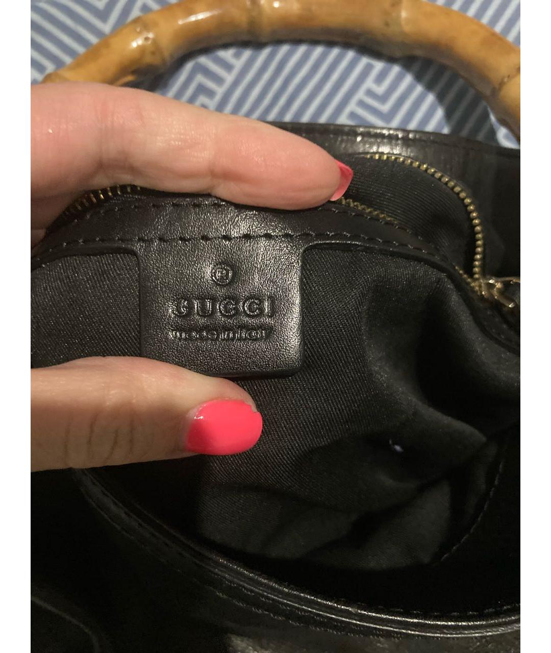 GUCCI Черная кожаная сумка с короткими ручками, фото 6
