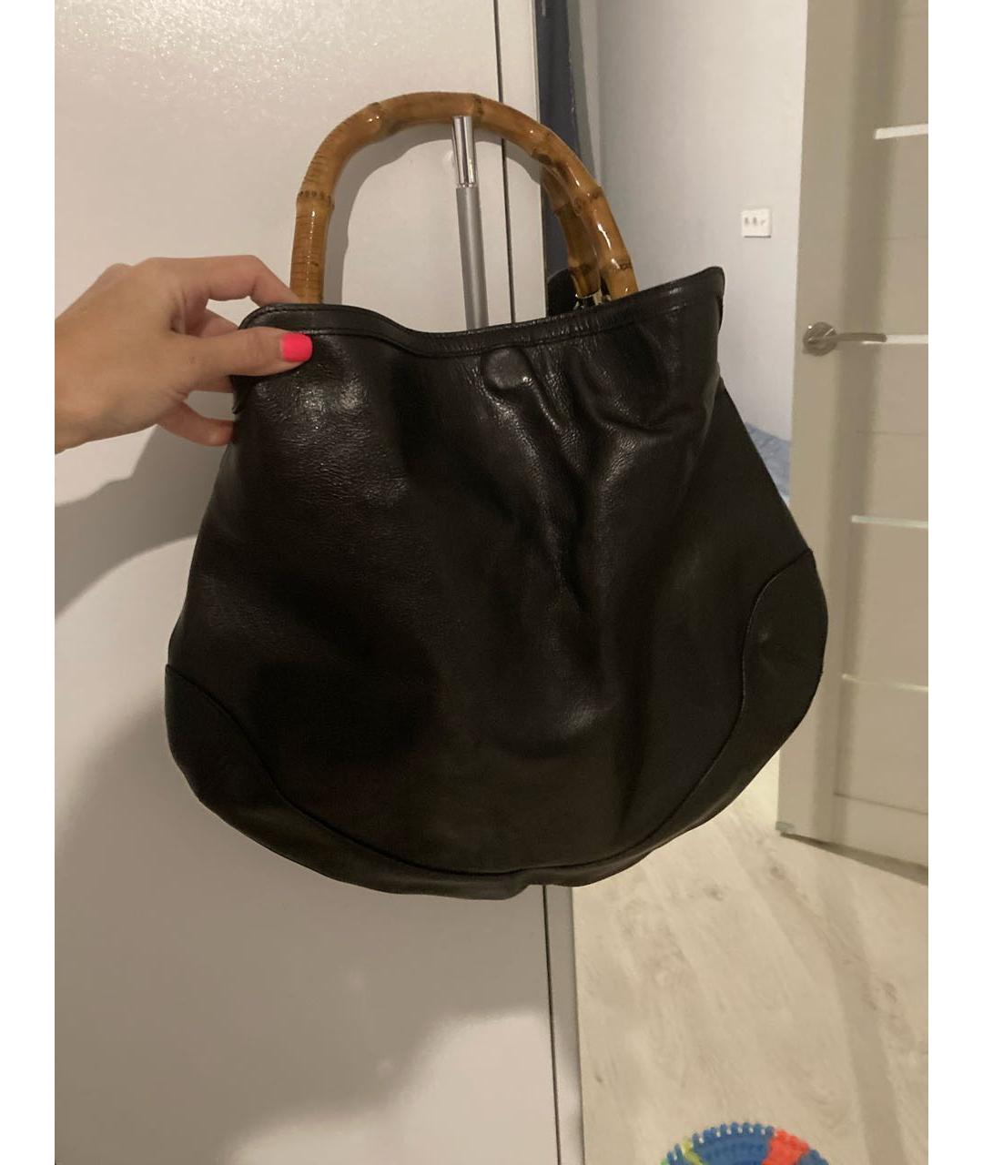 GUCCI Черная кожаная сумка с короткими ручками, фото 3