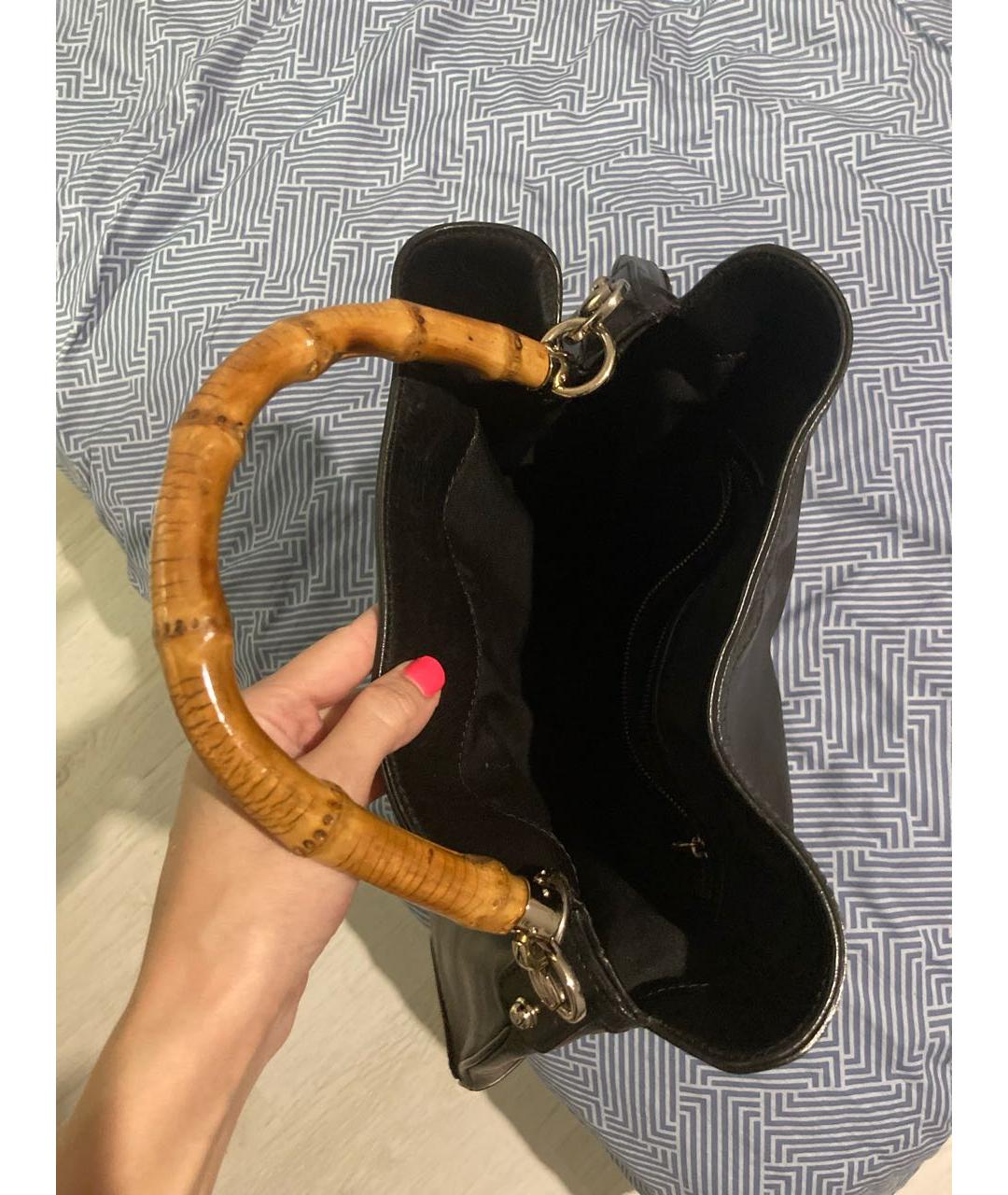 GUCCI Черная кожаная сумка с короткими ручками, фото 4