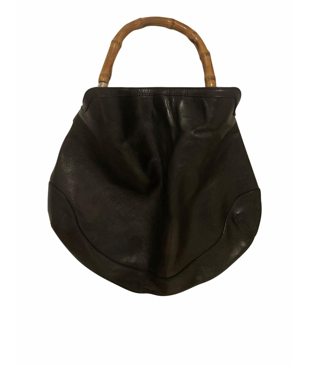 GUCCI Черная кожаная сумка с короткими ручками, фото 1