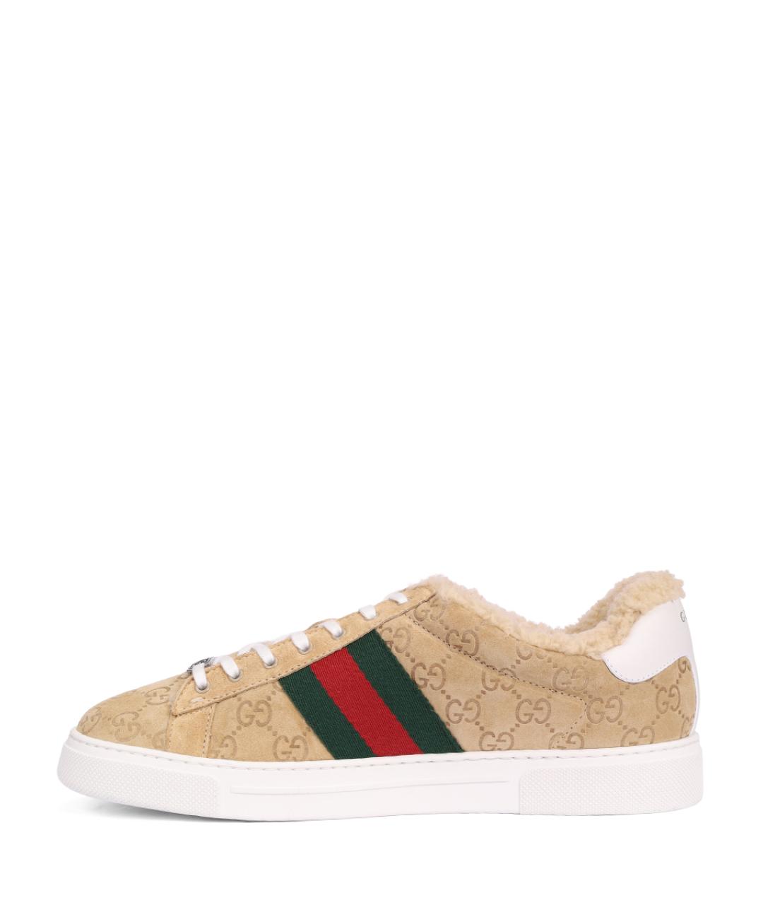 GUCCI Бежевые низкие кроссовки / кеды, фото 3